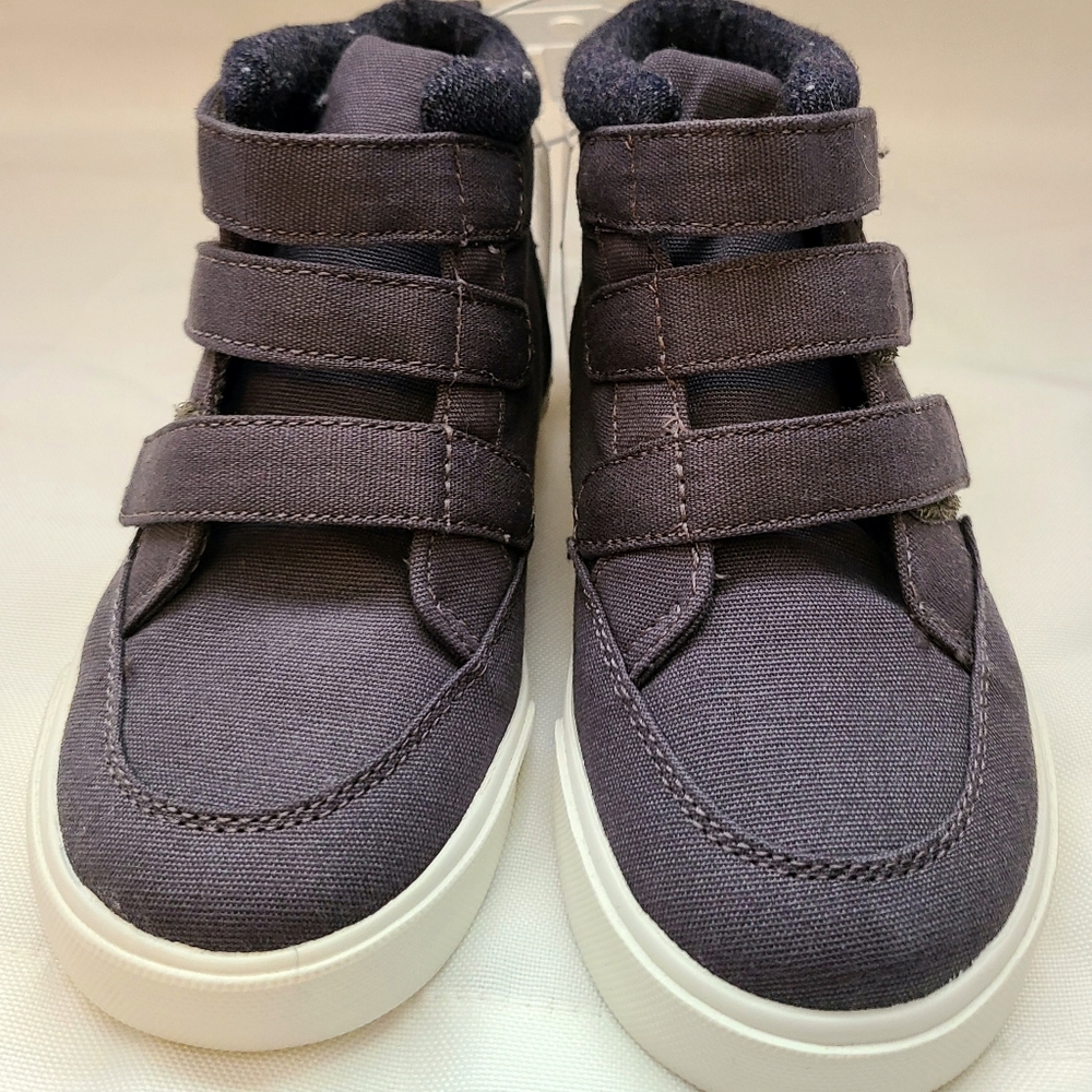 Old Navy New Casual Boys Shoes Size 10C High-Top Fastener Straps Gray White
